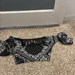 Black and White Paisley Off-Shoulder Top